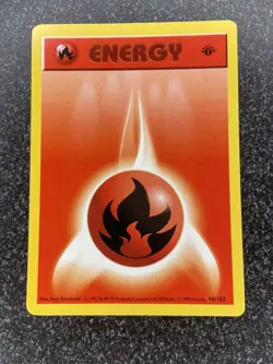 FIRE ENERGY Pokemon Card WOTC 1st Edition Base Set Shadowless 98/102 NM (B) - Image 2