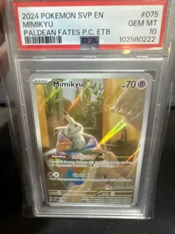Pokemon Mimikyu Paldean Fates Promo 075 Pokemon Center Purchase PSA 10 - Image 1
