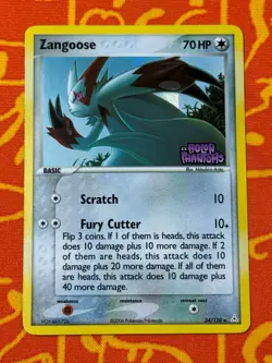 POKEMON TCG ZANGOOSE 34/110 REVERSE HOLO RARE STAMPED EXC HOLON PHANTOMS - Image 1