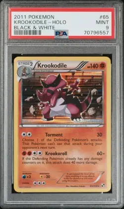 PSA 9 Mint 2011 Pokemon Krookodile Holo Black & White B&W Base Set #65 - Image 1