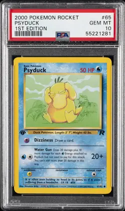 2000 POKEMON ROCKET 1ST ED #65 PSYDUCK PSA 10 - Image 1