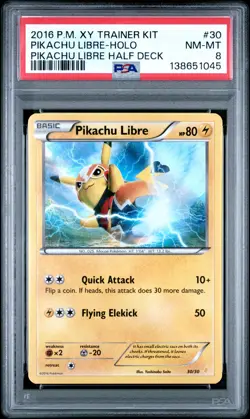 2016 POKEMON XY TRAINER KIT PIKACHU LIBRE HALF DECK #30 PIKACHU LIBRE-HOLO PSA 8 - Image 1