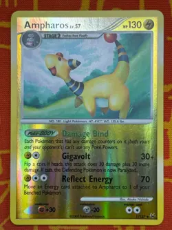 POKEMON TCG AMPHAROS 1/127 REVERSE HOLO RARE EXCELLENT PLATINUM - Image 1