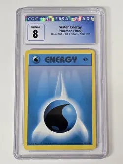 Water Energy 102/102 Pokemon Base Set 1st Edition CGC 9 - Image 1