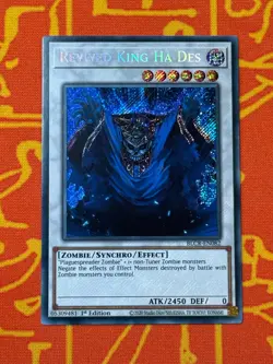 YUGIOH REVIVED KING HA DES SECRET RARE 1ST EDITION NM BLCR-EN082 - Image 1