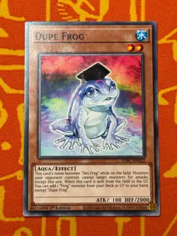 YUGIOH DUPE FROG COMMON 1ST EDITION LIGHT PLAY SDFC-EN022/CRMS-EN028 - Image 1