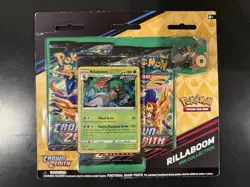 Pokemon TCG: 3 Crown Zenith Booster Packs - Rillaboom Pin Collection Set - New! - Image 1