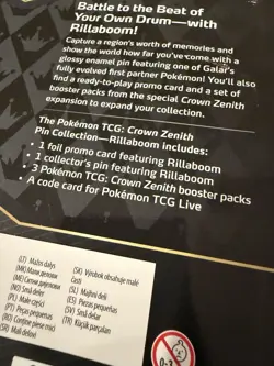 Pokemon TCG: 3 Crown Zenith Booster Packs - Rillaboom Pin Collection Set - New! - Image 3