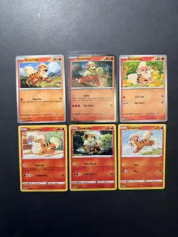 6 Growlithe Pokemon Card Collection Holo Promo SVP BSP SWSH SV PTCG A2 - Image 1