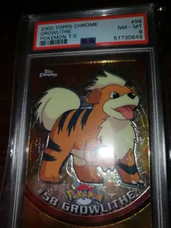 Psa 8 Mint Growlithe Topps Pokemon #58 Holo - Image 2