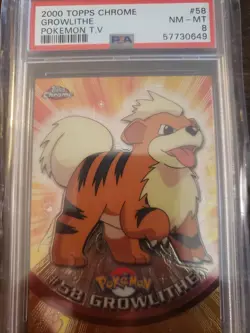 Psa 8 Mint Growlithe Topps Pokemon #58 Holo - Image 4