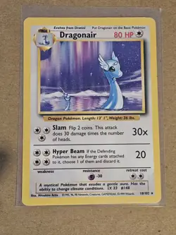Dragonair 18/102 Rare Base Set Pokemon Card WOTC LP - Image 1