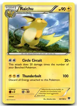Raichu 43/146 XY Base Set Holo Rare Unlimited Pokemon TCG NM - Image 1
