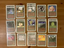 Lot of 21 Green Cards from Revised 3rd Edition MTG 1994 Vintage - Image 1