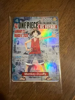 One Piece College Basketball US Voyage Promo Card – Monkey D. Luffy (SEALED) - Image 1