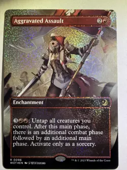 Magic the Gathering MTG Aggravated Assault Confetti Foil WOT 96 NM - Image 1