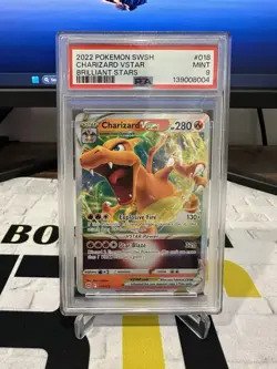 2022 POKEMON SWORD & SHIELD BRILLIANT STARS #018 CHARIZARD VSTAR PSA 9 - Image 1