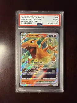 2022 POKEMON SWORD & SHIELD BRILLIANT STARS #018 CHARIZARD VSTAR PSA 9 - Image 1