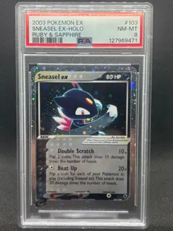 2003 PSA 8 NM-MT Pokemon TCG EX Ruby and Sapphire Sneasel ex Holo Rare #103/109 - Image 1