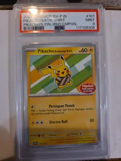 Pokemon Pikachu Berkemeja Batik Stamped 101/Sv-p Indonesia Journey Promo 2024 - Image 1