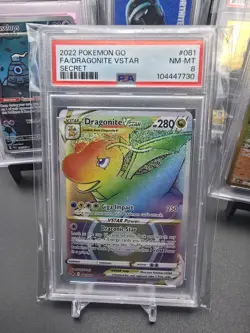 2022' Pokemon Go Secret Rare Dragonite Vstar #81 PSA 8 - Image 1