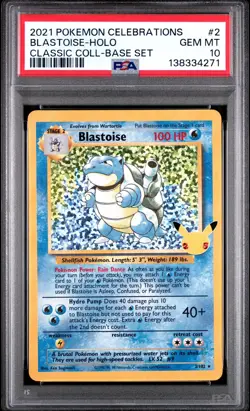 Pokemon TCG Blastoise Celebrations Classic Collection Card 2/102, PSA 10 - Image 1