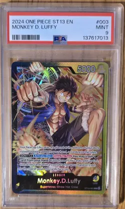 PSA 9 Monkey.D.Luffy ST13-003 Ultra Deck The Three Brothers Foil One Piece Eng - Image 1