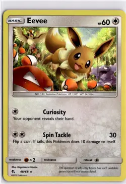 Eevee 48/68 Hidden Fates Holo Card LP to NM (see scan) Pokemon TCG - Image 1