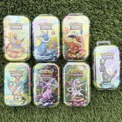 Pokemon TCG Scarlet & Violet Prismatic Evolutions Mini Tin Set of 7 Eeveelutions - Image 1