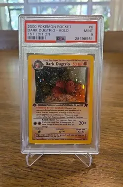 First Edition Pokemon Dark Dugtrio Holo 6/82 PSA 9 Mint English 2000 Team Rocket - Image 1