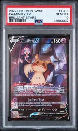 2022 POKEMON SWORD & SHIELD BRILLIANT STARS #TG16 FULL ART/MIMIKYU V PSA 10 - Image 1