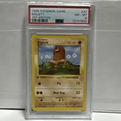 Pokemon Diglett 47/102 Base Set 1st Edition PSA 8 - Image 1