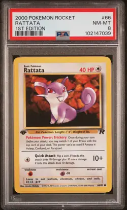 Rattata - 1st Ed - 66/82 Team Rocket - WOTC Ultd- Pokemon TCG - PSA 8 - Image 1