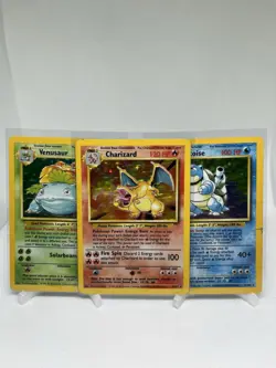 Big three: Charizard 4/102, Blastoise 2/102, Venusaur 15/102 Pokemon Base Set - Image 1