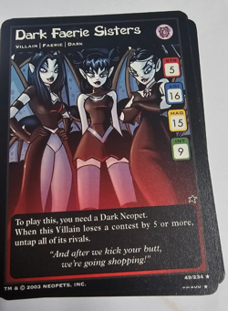 Dark Faerie Sisters 49/234 Neopets TCG Base Set RARE Card Game Villain 2003 - Image 1