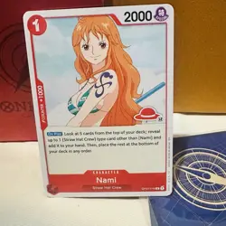 Nami, RED STRAW HAT LOGO 12, OP01-016, R, english, one piece card - Image 3