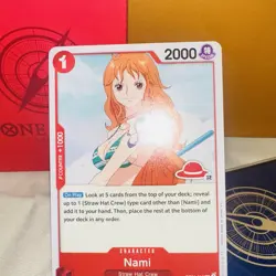 Nami, RED STRAW HAT LOGO 12, OP01-016, R, english, one piece card - Image 4