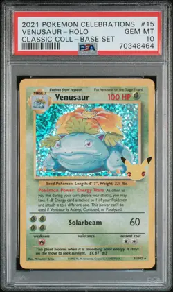 2021 POKEMON CELEBRATIONS CLASSIC COLLECTION VENUSAUR-HOLO#15 BASE SET PSA 10 - Image 1