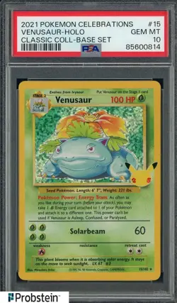 2021 Pokemon Celebrations Classic Collection Base Set #15 Venusaur Holo PSA 10 - Image 1