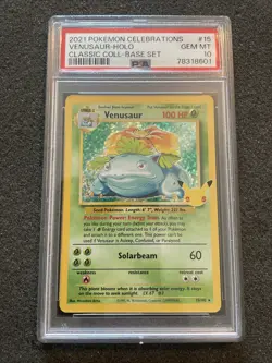2021 Pokemon Celebrations Classic Collection Base Set #15 Venusaur-Holo PSA 10 - Image 1