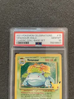 2021 Pokemon Celebrations Classic Collection Base Set #15 Venusaur-Holo PSA 10 - Image 2