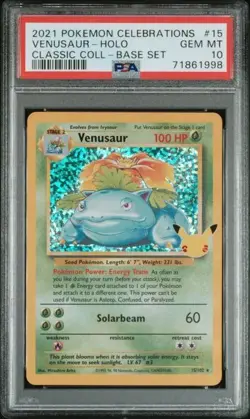 2021 POKEMON VENUSAUR-HOLO #15 CELEBRATIONS CLASSIC COLLECTION BASE SET PSA 10 - Image 1