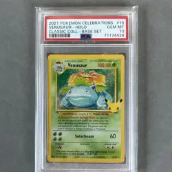 2021 Pokemon Celebrations Classic Collection Base Set #15 Venusaur Holo PSA 10 - Image 1