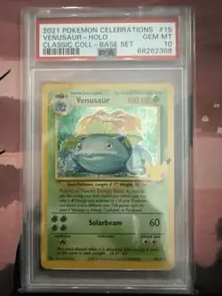2021 Pokemon Celebrations Venusaur Holo Classic Collection Base Set #15 PSA 10 - Image 3