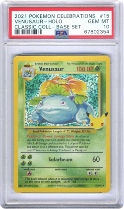 2021 POKEMON CELEBRATIONS CLASSIC COLLECTION BASE SET #15 VENUSAUR HOLO PSA 10 - Image 1