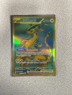 Pokemon Gold Miraidon EX Hyper Rare TCG Card 243/091 Paldean Fates NM - Image 1