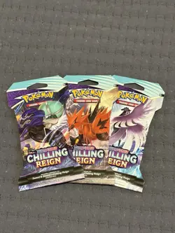 3 Pokemon Sword & Shield Chilling Reign Booster Packs TCG Cards - Image 1