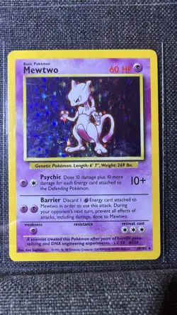 Pokemon TCG Base Set Mewtwo Holo Card 10/102 Rare - Image 2