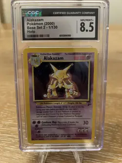 Pokemon 2000 Base Set 2 #1 Alakazam-Holo Card PSA 8.5 NM Mint 1/130 WOTC Rare - Image 1
