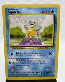 Squirtle Base Set 63/102 - Fresh - Common Pokemon Card - Near Mint To Mint - Image 1